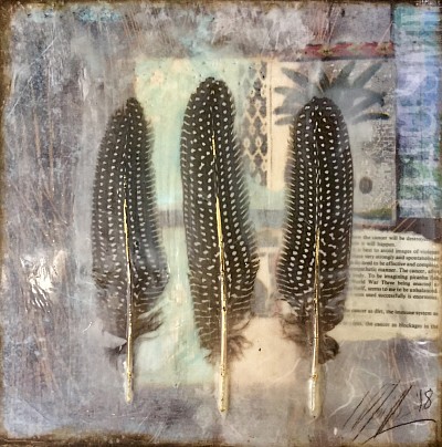 SOLD Encaustic on wood panel 28.5x 28.5cm. $65